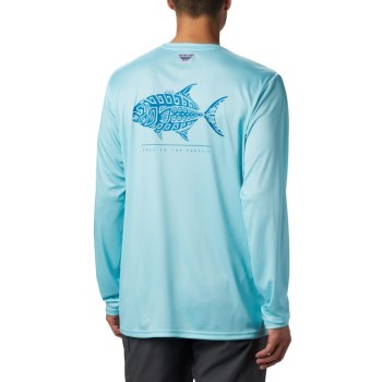 Columbia Sweater Heren, PFG Terminal Tackle Tribal Fish Long Sleeve Blauw, 62UQWBJVM